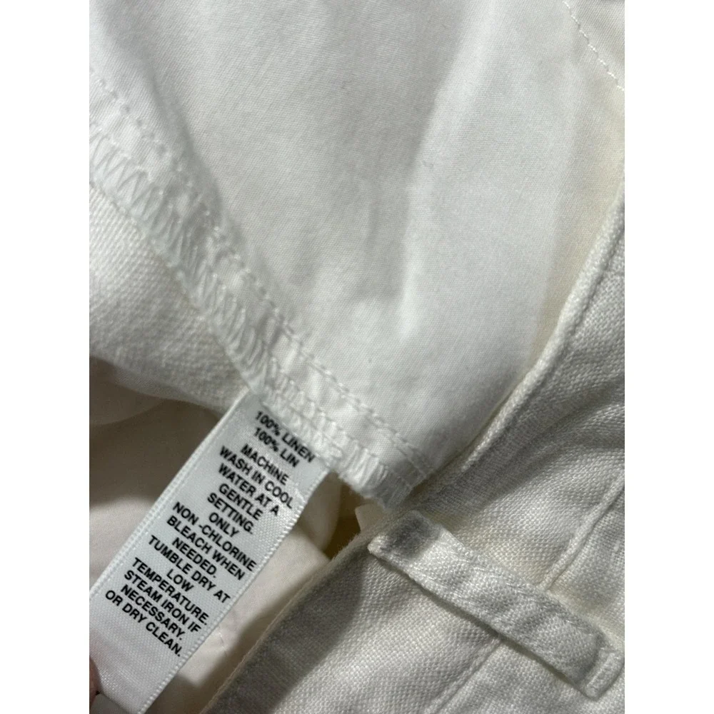 Saks Fifth Avenue Pants Mens 34x32 White Linen Flat Front Straight Leg Casual